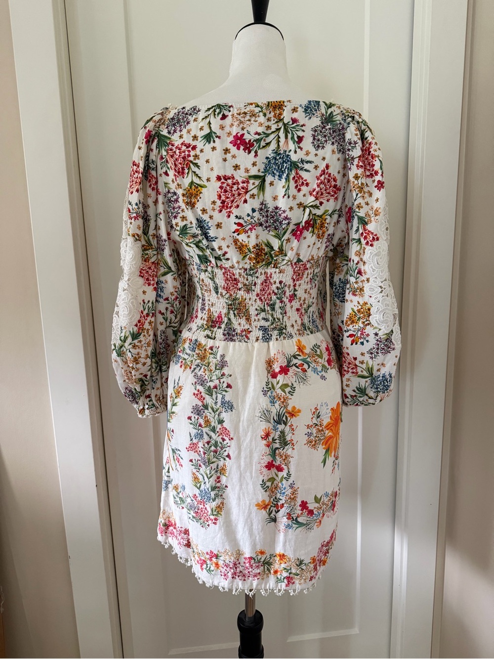 FARM Rio White Mini Dress with Pink, Orange & Green Floral Print - Picture 3 of 5